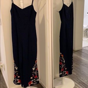 Navy one piece jumpsuit floral detail club Monaco